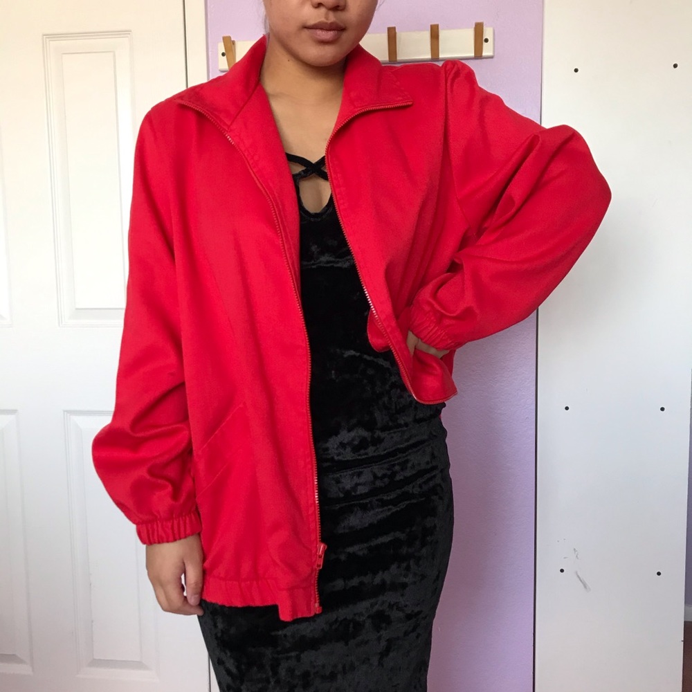 Bright red, zip jacket